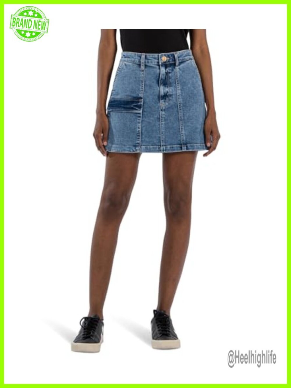 Mid Rise Mini Skirt with Pockets Cotton Blend